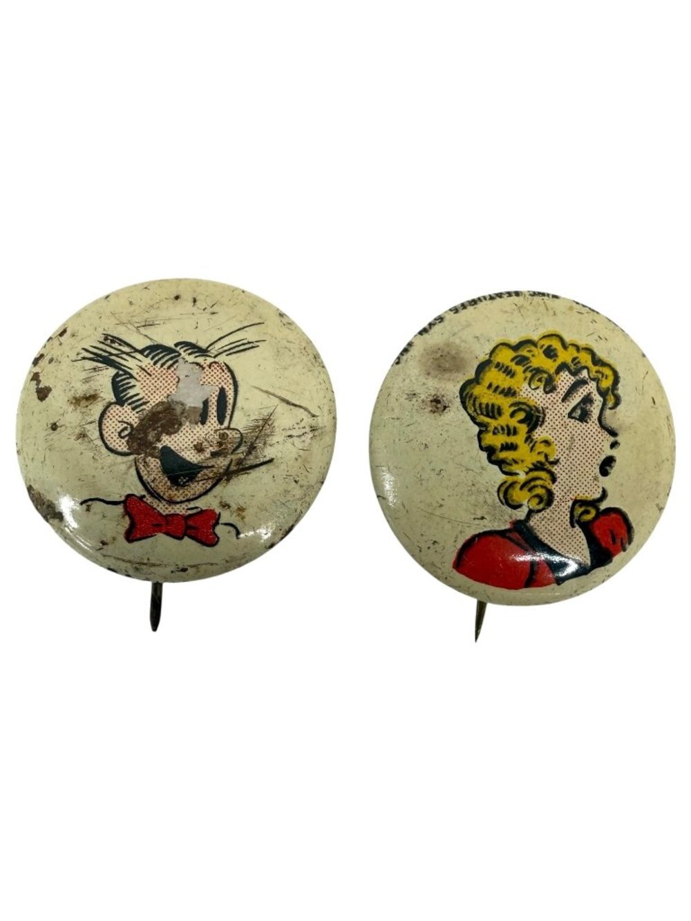 1940s Blondie and Dagwood Kelloggs Cereal Pep Pin Pinback Vintage Button Cartoon